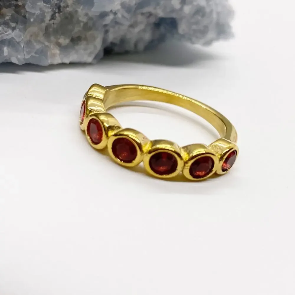 NEW Gold & Red Zirconium Gemstone Statement Ring - Picture 14 of 16
